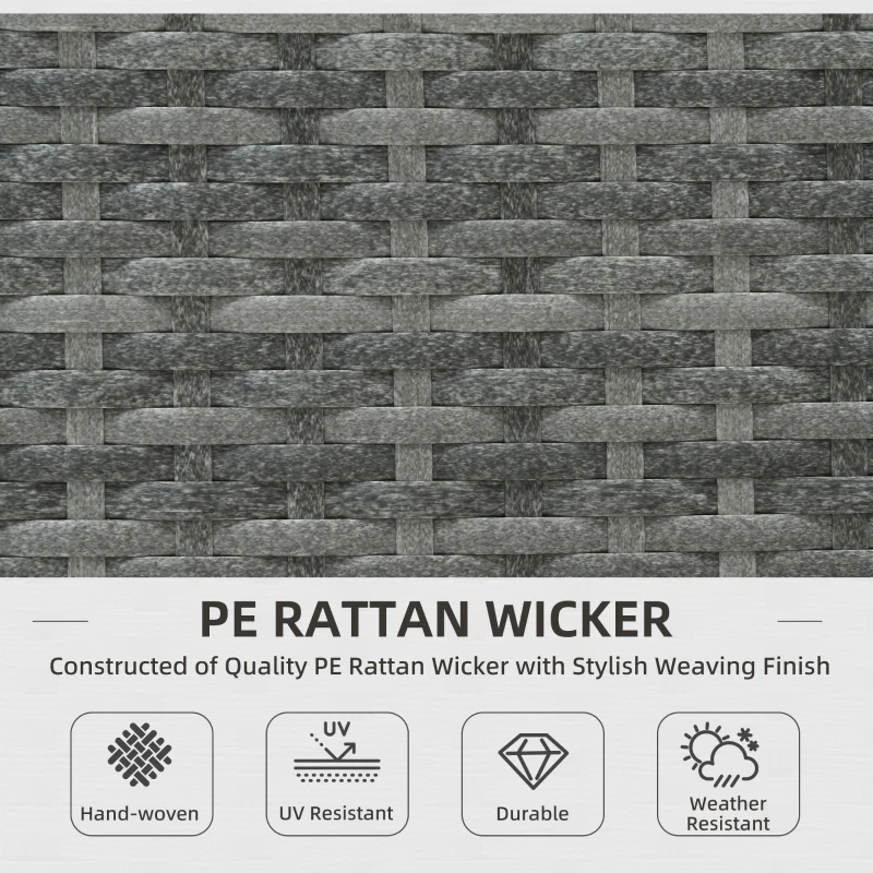 Outsunny 3 Pieces Rattan Wicker Outdoor Conversation Furniture Set w/ Loveseats Coffee Table Cushions for Garden, Patio, Beige