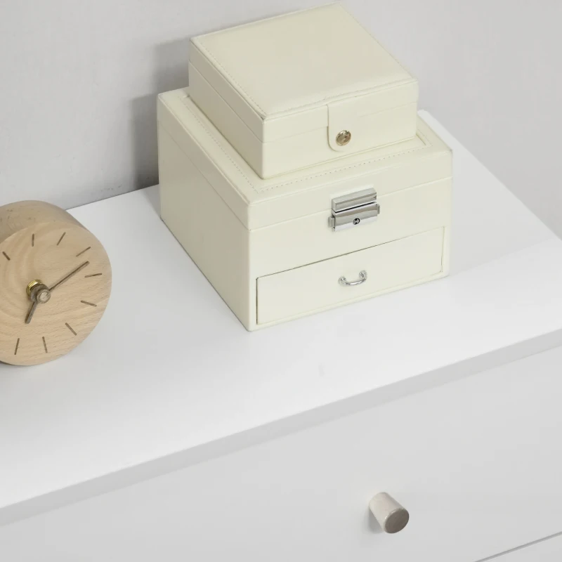 HOMCOM White Dresser for Bedroom with 3 Drawers, Morden Chest of Drawers with Solid Wood Legs and Handles, Storage Organizer for Living Room, White