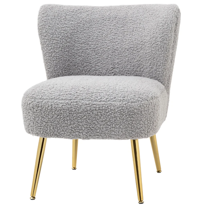 HOMCOM Lounge Chair for Bedroom Living Room Chair with Soft Upholstery and Gold Legs Charcoal Grey