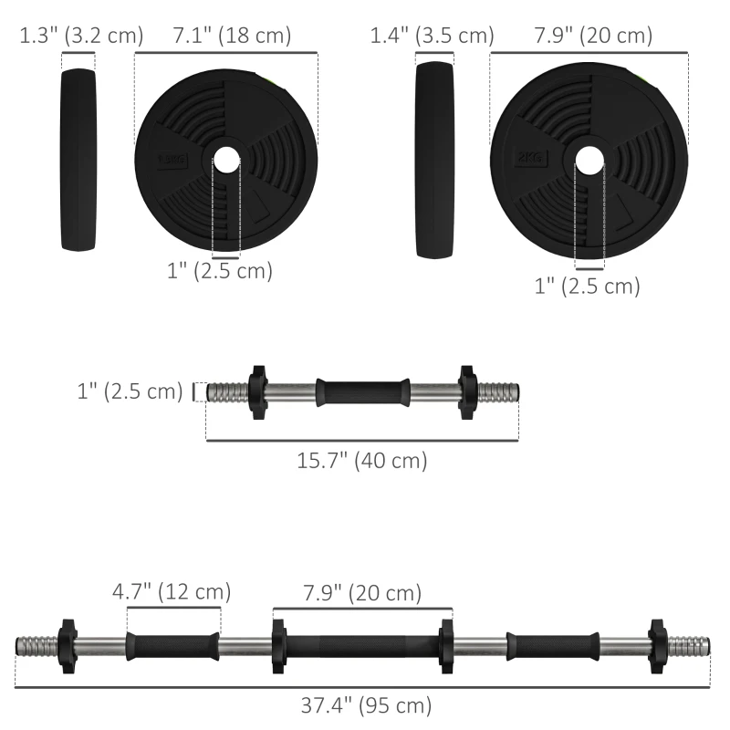 Soozier 33LBS 2-in-1 Adjustable Barbell & Dumbbells Set, Weights Set with Non-slip Handles for Men and Women Home Gym Training