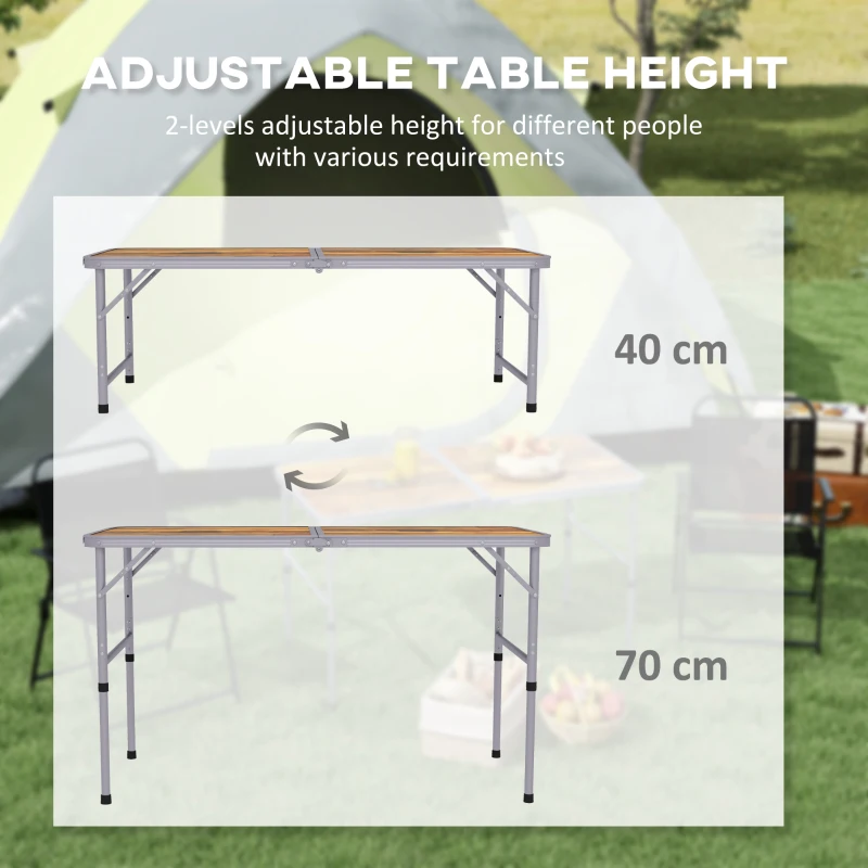 Outsunny 35.5" Outdoor Folding Portable Camping Picnic Table with Adjustable Height, Aluminum Frame for BBQ, Party, Coffee
