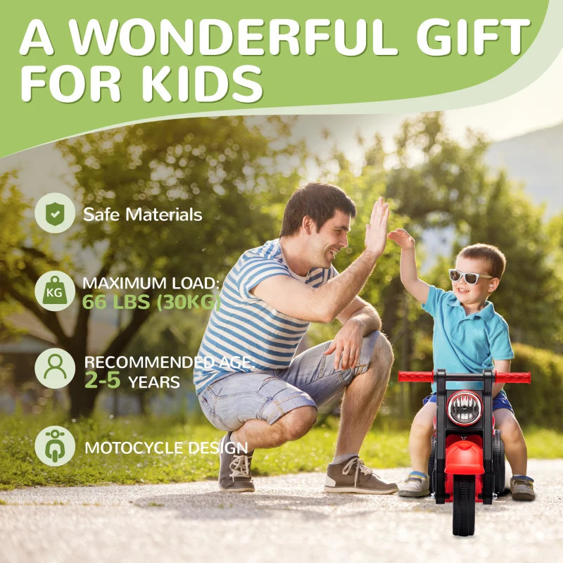 Qaba Foot to Floor Toddler Ride on Toy, Sliding Toddler Car with Music and Bubble, for 2-5 Years Old, Red