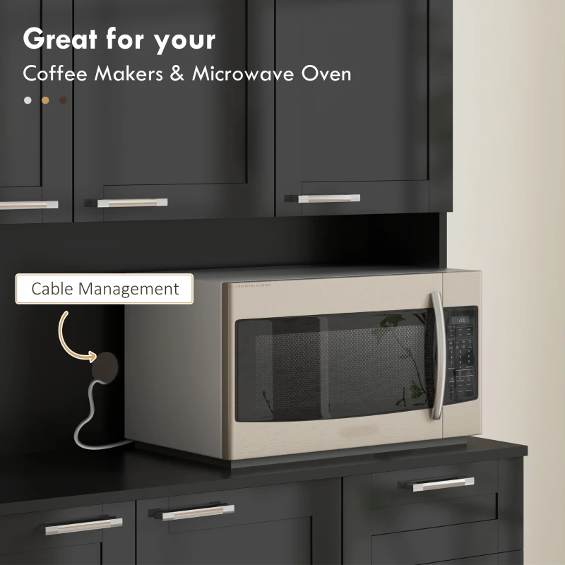 HOMCOM 71" Kitchen Pantry Cabinet, Storage Buffet with Hutch, Adjustable Shelves for Living Room, High Gloss Black