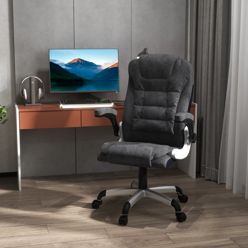 Vinsetto Heavy Duty Microfibre Office Chair, Big and Tall Computer Chair with Flip-up Arm, 400lbs, Charcoal Grey