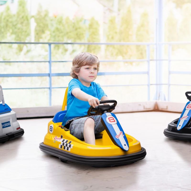 Aosom Bumper Car for Kids, 360° Rotation 6V Electric Ride On Bumper, Yellow