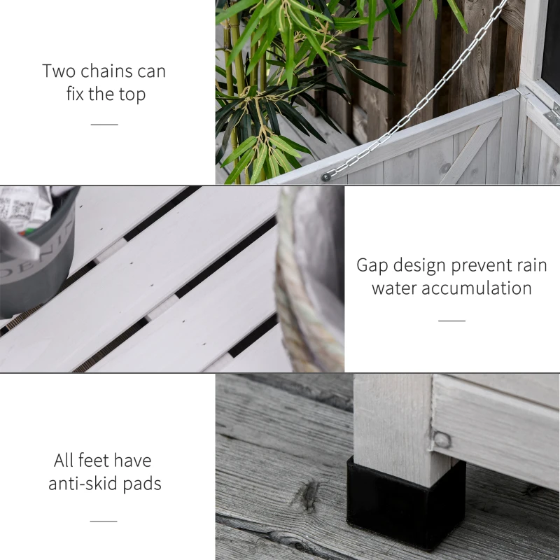 Outsunny 75 Gallon Wooden Storage Box patio Deck Box Bench, Garden Backyard Outdoor Storage Container with Aerating Gap & Weather-Fighting Finish, Grey