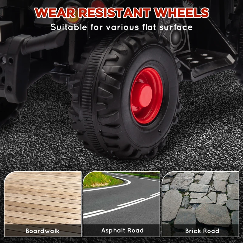 Qaba 6V Kids ATV Quad w/ Music, Forward, for 2-6 Years, Black