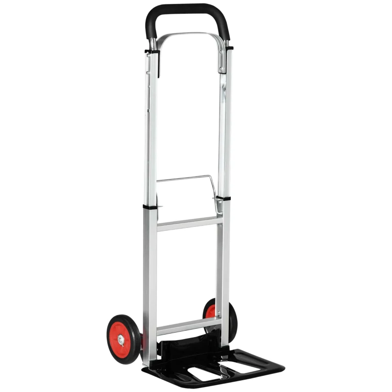 DURHAND Folding Hand Trucks, Aluminum Alloy Dolly Cart with Telescoping Handle and EVA Wheels, 198lbs Capacity for Home Moving and Travel