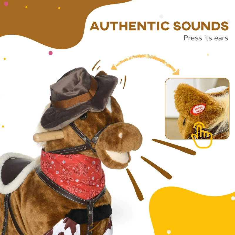 Qaba Baby Rocking Horse, Large Riding Horse W/ Realistic Sounds