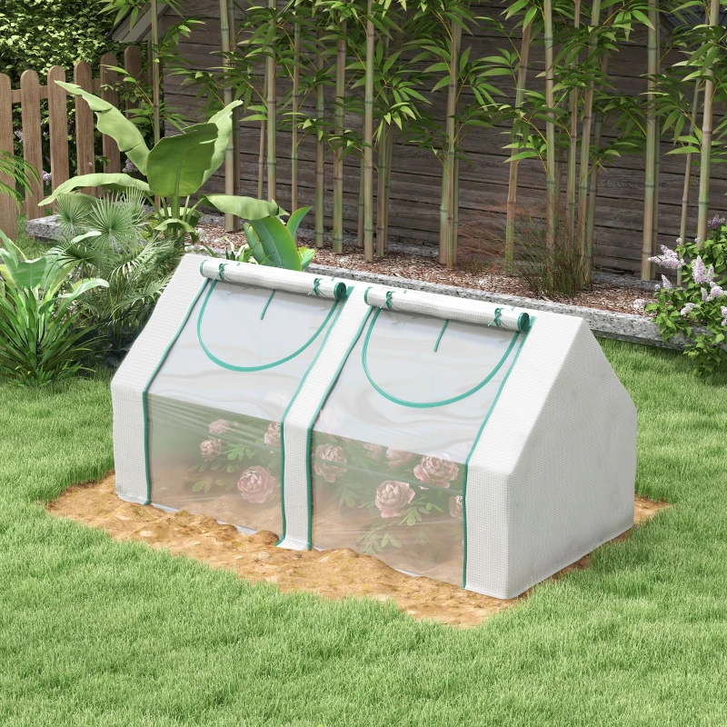 Outsunny 6' x 3' x 3' Portable Greenhouse, Garden Hot House with Two PE/PVC Covers and 2 Roll Up Windows, Clear
