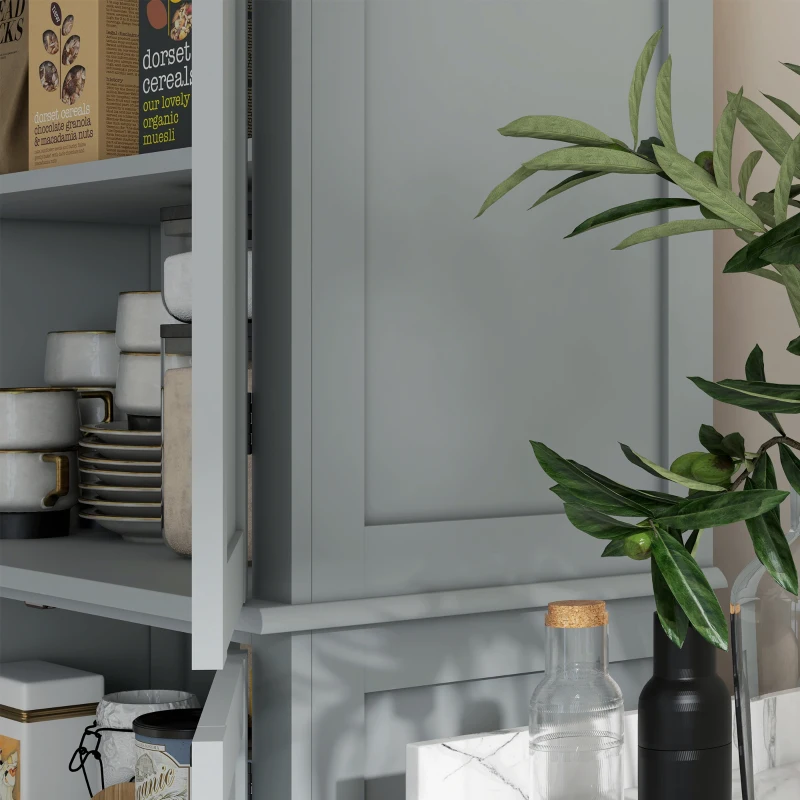 HOMCOM 72.5" Freestanding Kitchen Pantry Cabinet with 4 Doors, Grey