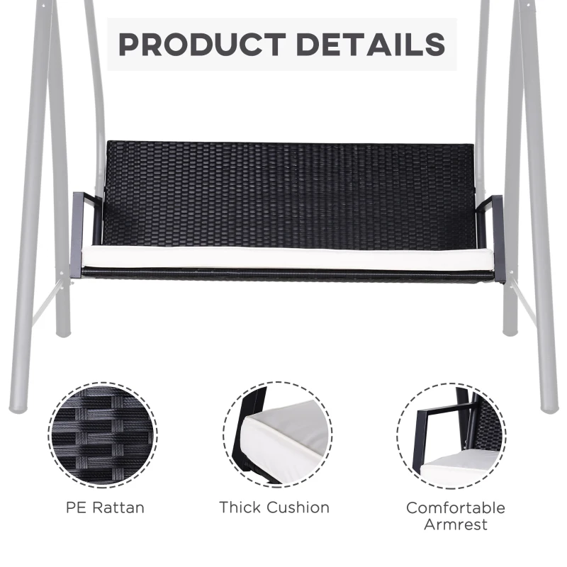 Outsunny 3 Person Wicker Porch Swing Chair Outdoor Rattan Patio Sling Hammock w/ Canopy