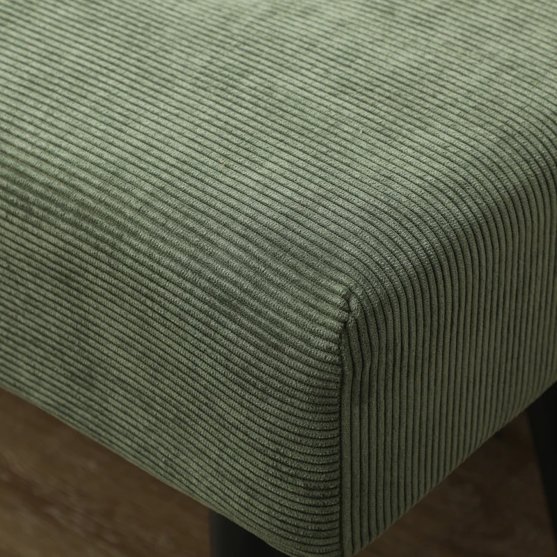 HOMCOM 39" Upholstered Ottoman Bench, Corduroy Entryway Bedroom Bench with Padded Seat and Steel Legs for Bedroom, Green