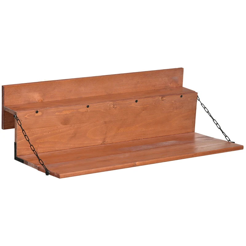 Outsunny Railing Hanging Table, Folding Balcony Table, Spruce Foldable Desk with Width 39.4 inch for Patio and Garden, Orange