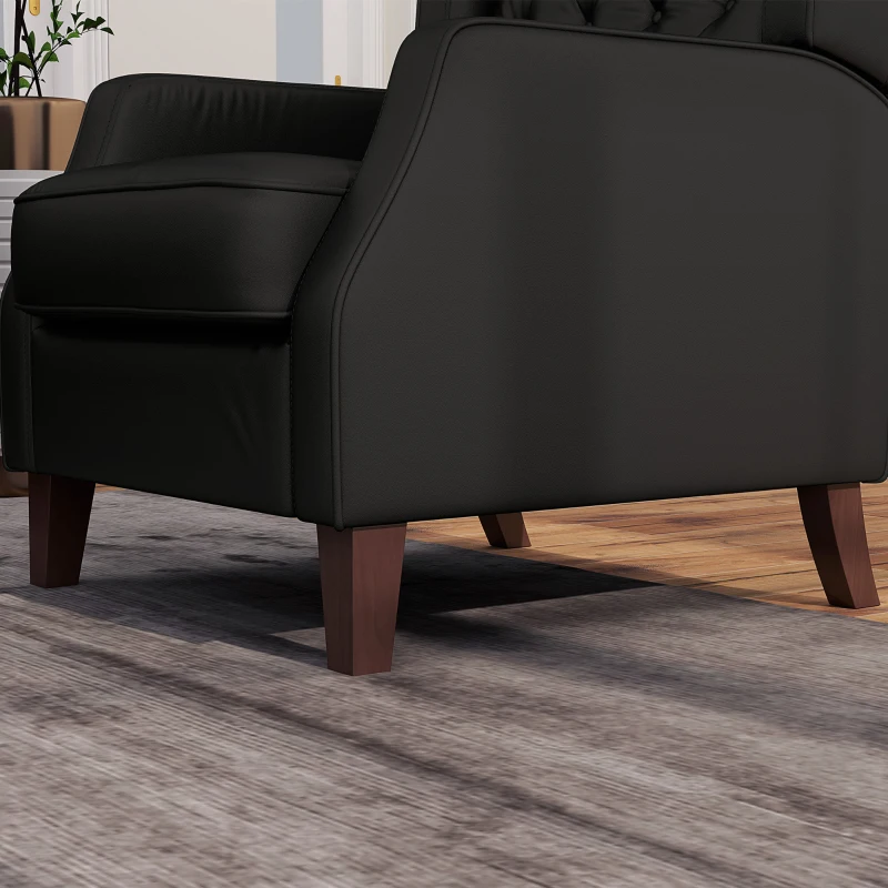 HOMCOM Faux Leather Armchair, Modern Accent Chair with Thick Padding for Living Room, Bedroom, Home Office, Black