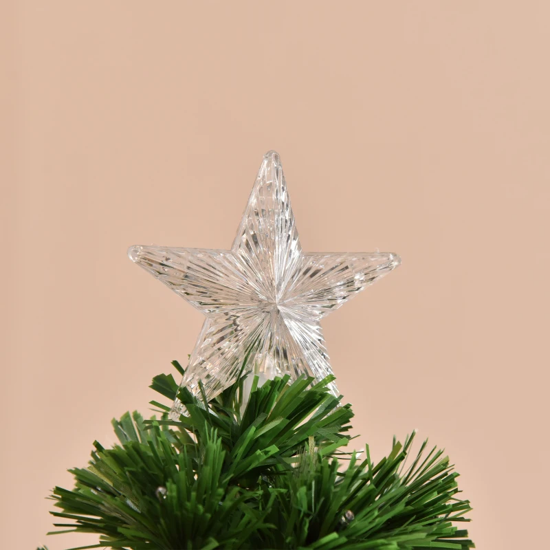 HOMCOM 5ft Fiber Optic Artificial Fir Christmas Tree, LED Pre-Lit Holiday Decoration with 180 Lights and Branch Tips