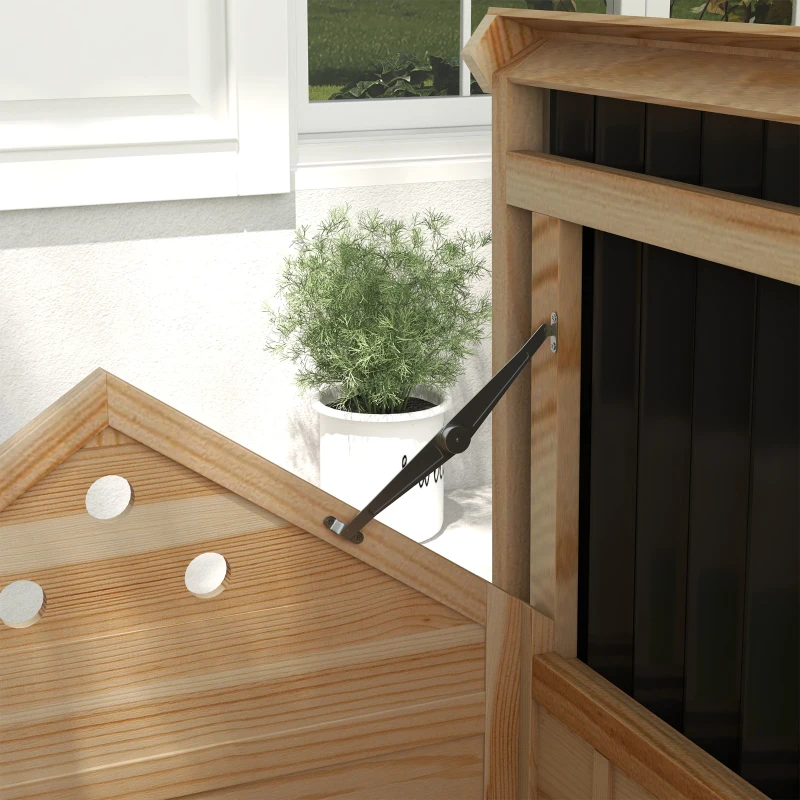 PawHut Duck Coop, Wooden Duck House with Openable Roof & Double Doors, Natural Wood(m-8)