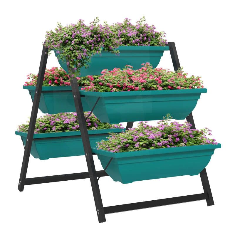 Outsunny 3-Tier Vertical Raised Garden Planter with 5 Boxes, Outdoor Plant Stand Grow Container for Vegetable Flowers