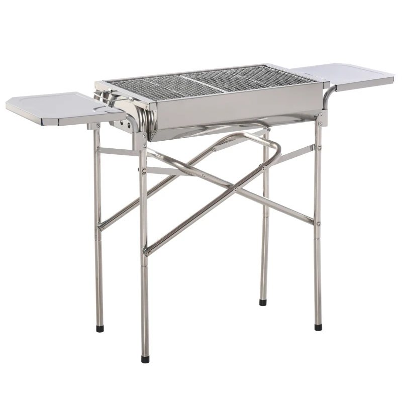 Outsunny Portable Outdoor Charcoal BBQ Grill Kebab Barbecue Charcoal Stainless Steel Smoker Camping Cooking