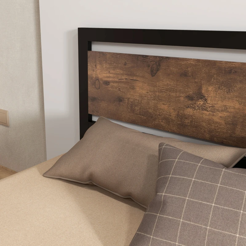 HOMCOM Full Bed Frame with Headboard & Footboard, Strong Metal Slat Support Bed Frame w/ Underbed Storage Space, No Box Spring Needed, 56.75''x76.75''x40.5''