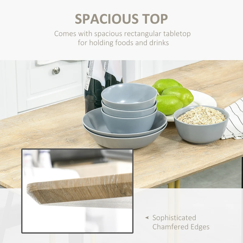 HOMCOM Rustic Rectangular Dining Table Kitchen Table with Metal Hairpin Legs for Dining Room, or Living Room 47.25" x 23.5" x 29.5", Natural