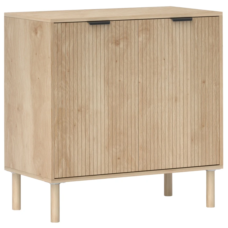 HOMCOM Accent Cabinet with Doors & Adjustable Shelf, Freestanding Storage Cabinet with Wood Legs for Living Room, Oak