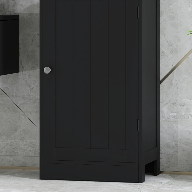 kleankin Tall Bathroom Cabinet, Bathroom Storage Cabinet with Drawers, 2 Doors and Adjustable Shelves, Black