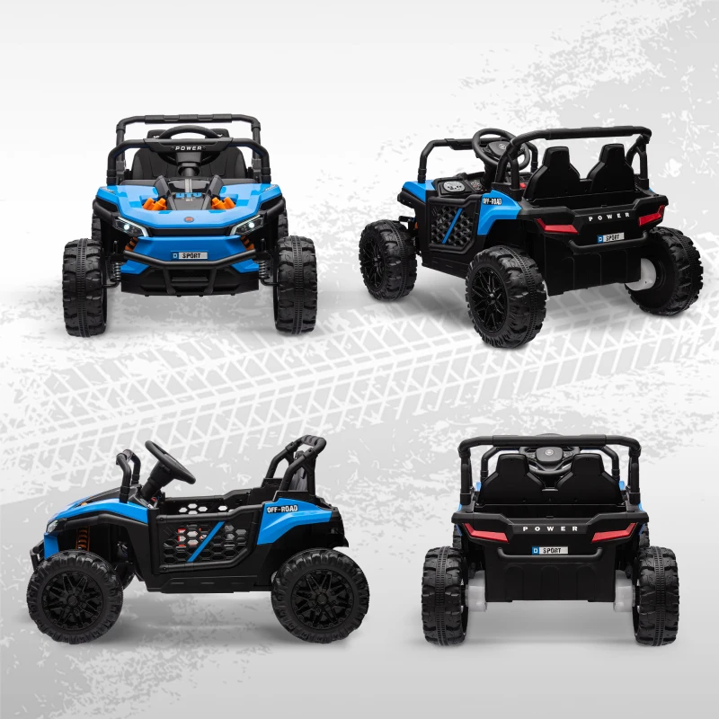 Qaba 12V Kids Ride On Car, Toy Truck with Remote Control, Spring Suspension, LED Headlights, 3 Speeds, Blue