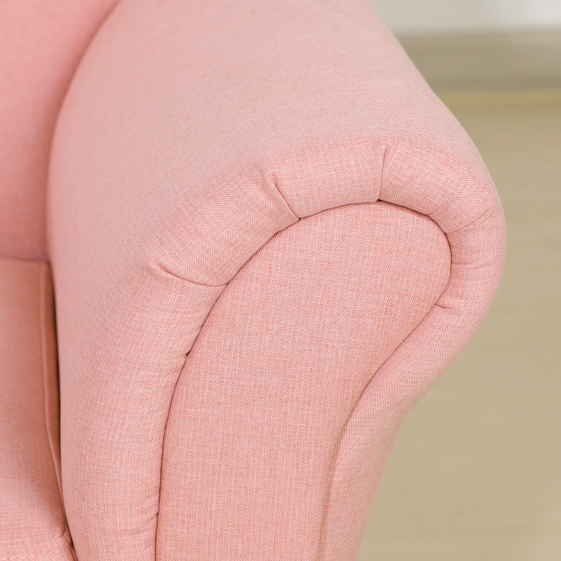 Qaba Kids Sofa, Toddler Couch with Storage Compartment, Children Chaise Lounge, Armrest Chair for Preschool for Kids Room, Kindergarten, Eucalyptus Wood, Pink
