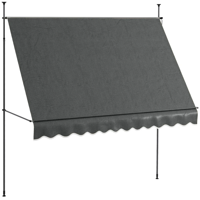 Outsunny 10' x 4' Manual Retractable Awning, Non-Screw Freestanding Patio Awning, UV Resistant, for Window or Door, Dark Grey