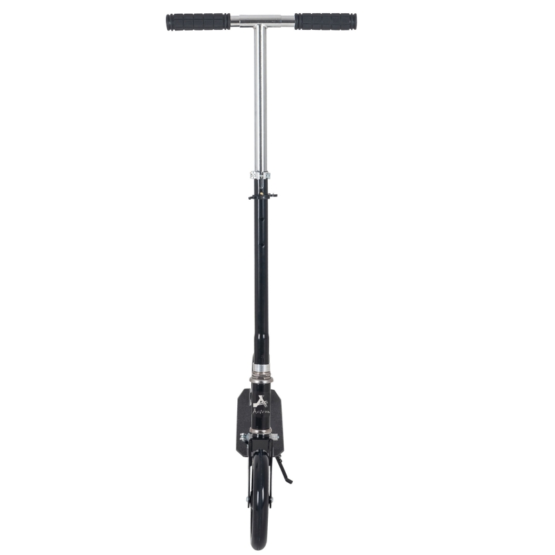 Aosom Kids Foldable Kick Scooter with Adjustable Height, Soft Textured Handles, Wide Deck, Brakes for Ages 7-14, 29.5" H - 39" H, Black
