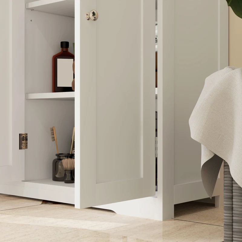 HOMCOM Freestanding Bathroom Floor Cabinet, Modern Bathroom Cabinet with Adjustable Shelf, 4 Drawers and 2 Doors, White