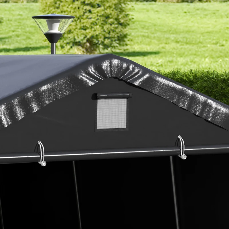 Outsunny Carport 12' x 20' Portable Garage, Heavy Duty Car Port Canopy with Ventilation Windows and Large Roll-up Door, Black
