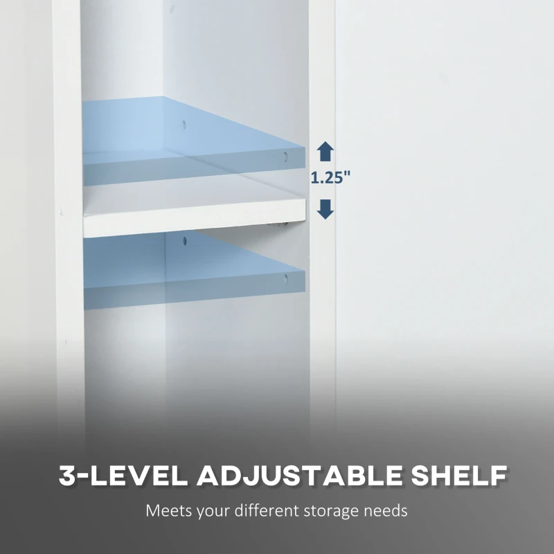 kleankin Over The Toilet Storage, Bathroom Organizer with Adjustable Inner Shelf, and Door Cabinet, White