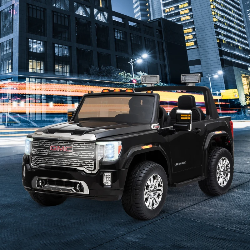 Aosom 12V GMC Sierra HD Battery Kids Ride On Car with Remote Control, Bright Headlights, & Working Suspension, Black(m-2)