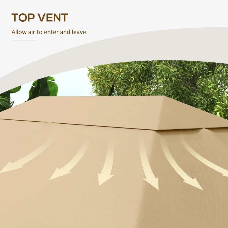 Outsunny 10' x 13' Gazebo Replacement Canopy Cover, Gazebo Roof Replacement (TOP COVER ONLY), Khaki