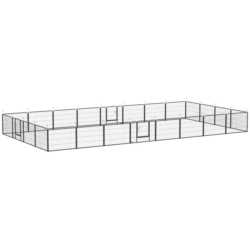 PawHut 24 Panel 24" Height Heavy Duty Dog Playpen for Small Medium Dogs, Grey