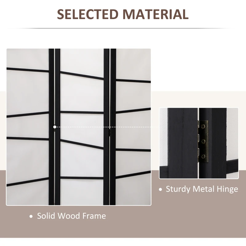 HOMCOM 5.6ft Folding Room Divider, 3 Panel Wall Partition with Wood Frame for Bedroom, Home Office, White