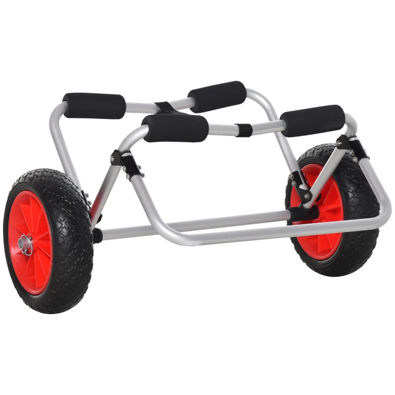 Soozier 198LBS Kayak Cart, Foldable Canoe Dolly, Kayak Carrier Transport Trailer w/ NO-Flat Wheel and Aluminum Frame, Silver