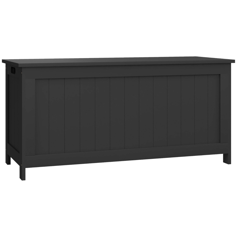 HOMCOM Storage Trunk with 2 Safety Hinges, Modern Entryway Bench with Side Handles, Storage Chest for Living Room, Black
