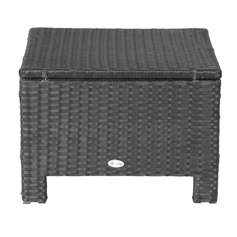 Outsunny Patio Rattan Ottoman, Outdoor Wicker Footrest with Soft Cushion, Metal Frame for Backyard, Garden, and Poolside, White