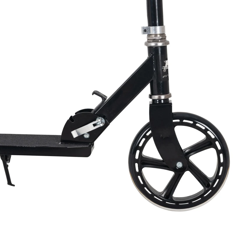Aosom Kids Foldable Kick Scooter with Adjustable Height, Soft Textured Handles, Wide Deck, Brakes for Ages 7-14, 29.5" H - 39" H, Black
