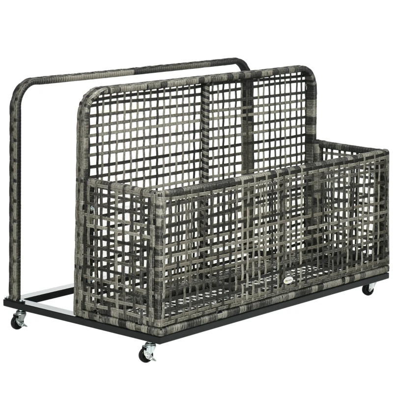 Outsunny Pool Float Storage, Pool Caddy, with Wheels, 43.25" L x 22.5" W x 28" H, Dark Gray