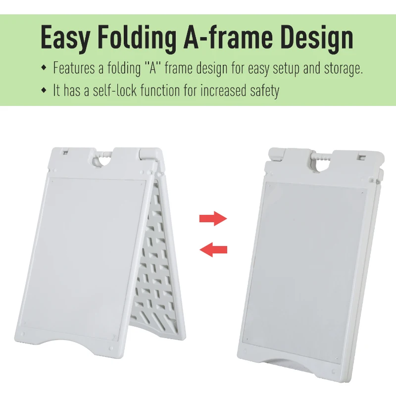 Vinsetto A Frame Sandwich Board Signs Outdoor 22" x 28" Sidewalk Sign with Weighted Tank & Weatherproof Design, White