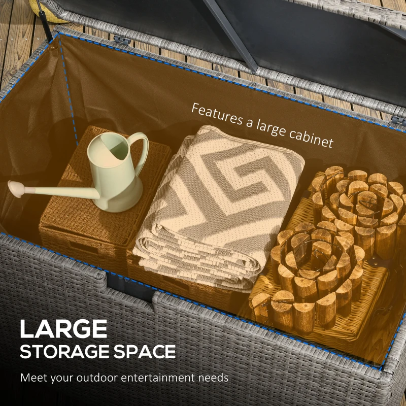 Outsunny 113 Gallon Outdoor Storage Box, Rattan Deck Box for Indoor, Patio Furniture Cushions, Mixed Grey