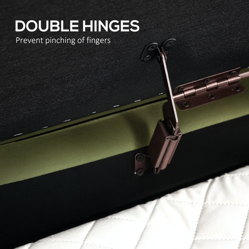 HOMCOM Upholstered Bedroom Bench, Channel Tufted Ottoman Bench with Thick Padding and Metal Legs, Dark Green