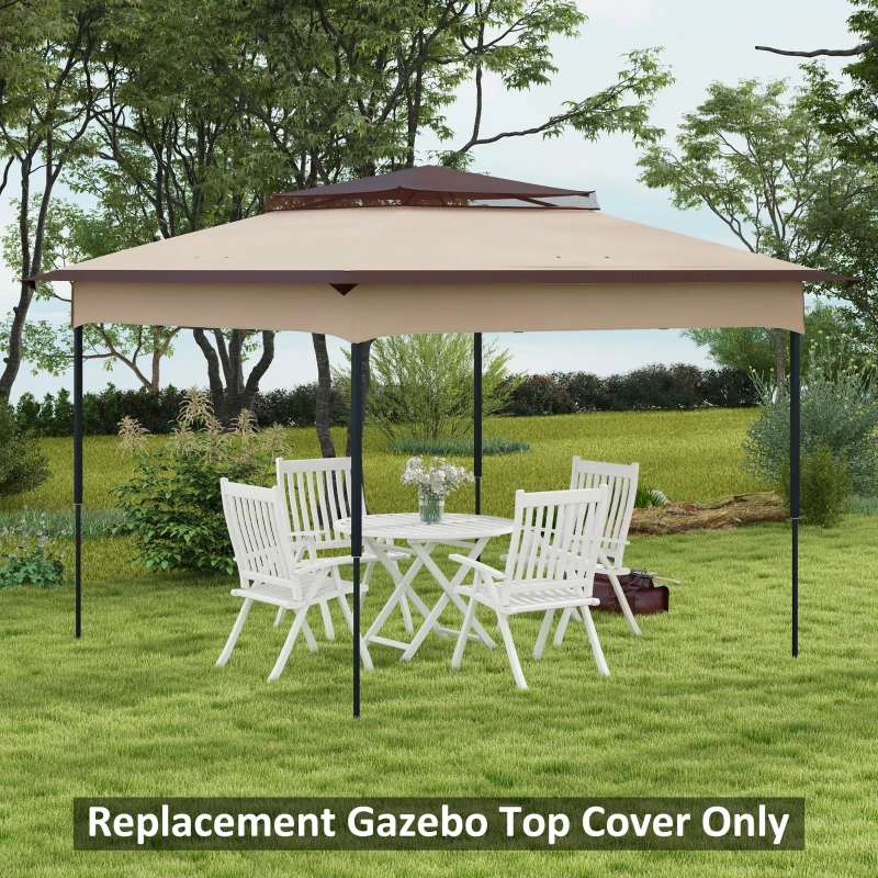 Outsunny 11' x 11' Replacement Canopy Top for Pop Up Canopy Tent, 2-Tier Canopy Cover, 30+ UV Protection, Beige