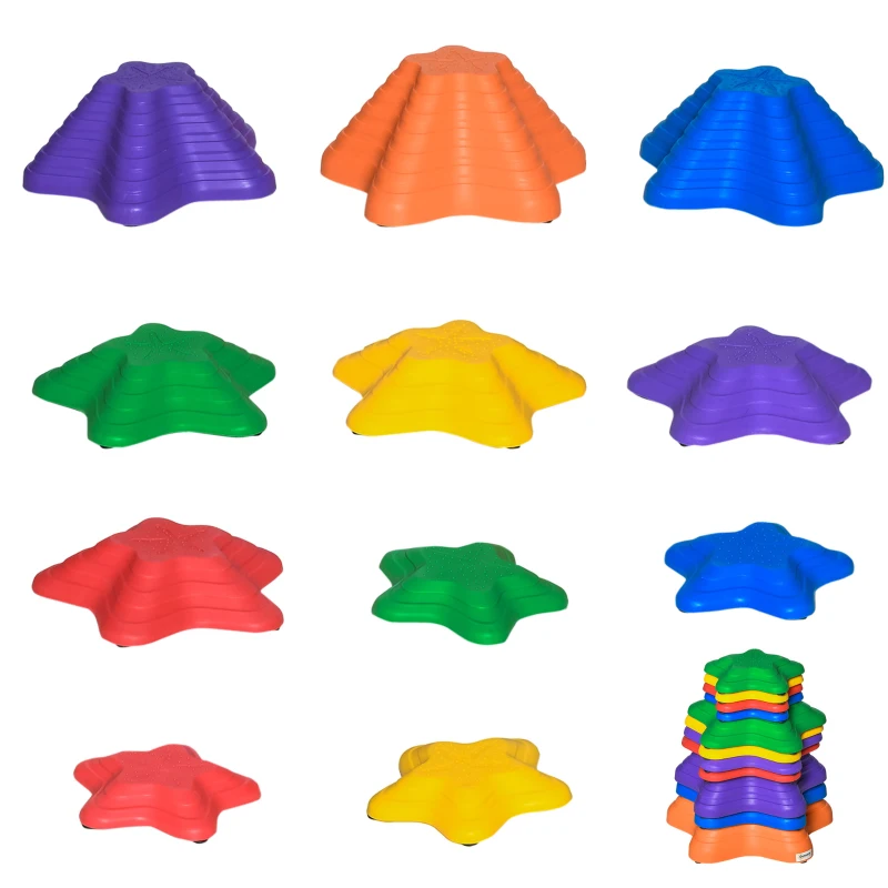 Outsunny Balance Stepping Stones for Kids, 11 PCS Starfish Style Non-Slip Obstacle Course, Stackable Balance Blocks for Coordination and Balance Development, Indoor/Outdoor