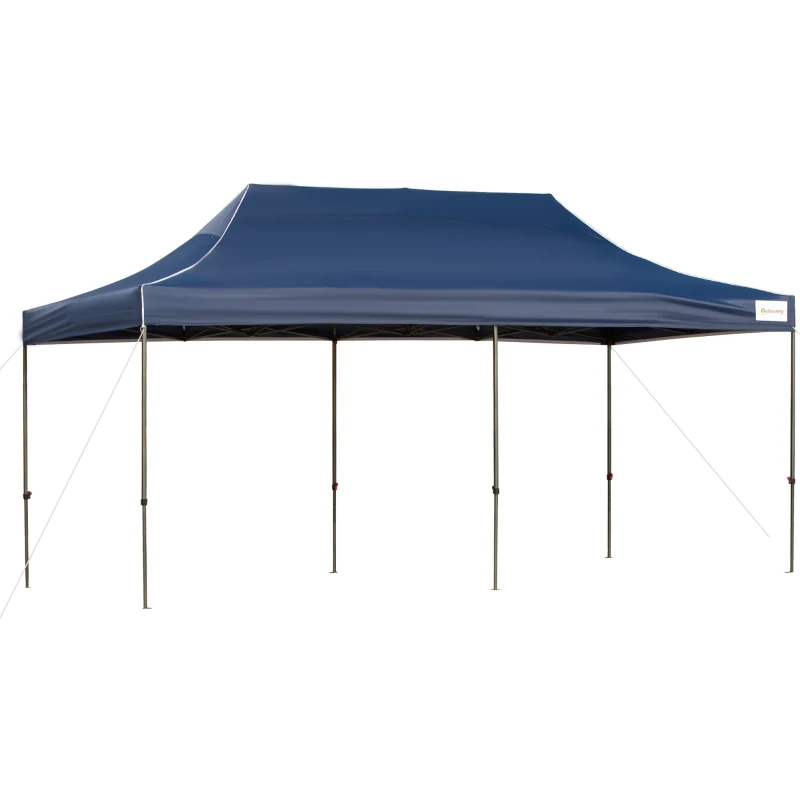 Outsunny 10' x 20' Pop Up Canopy Tent with Sidewalls & Doors, Instant Tents for Parties with Wheeled Carry Bag, Height Adjustable, for Outdoor, Garden, Patio, Blue