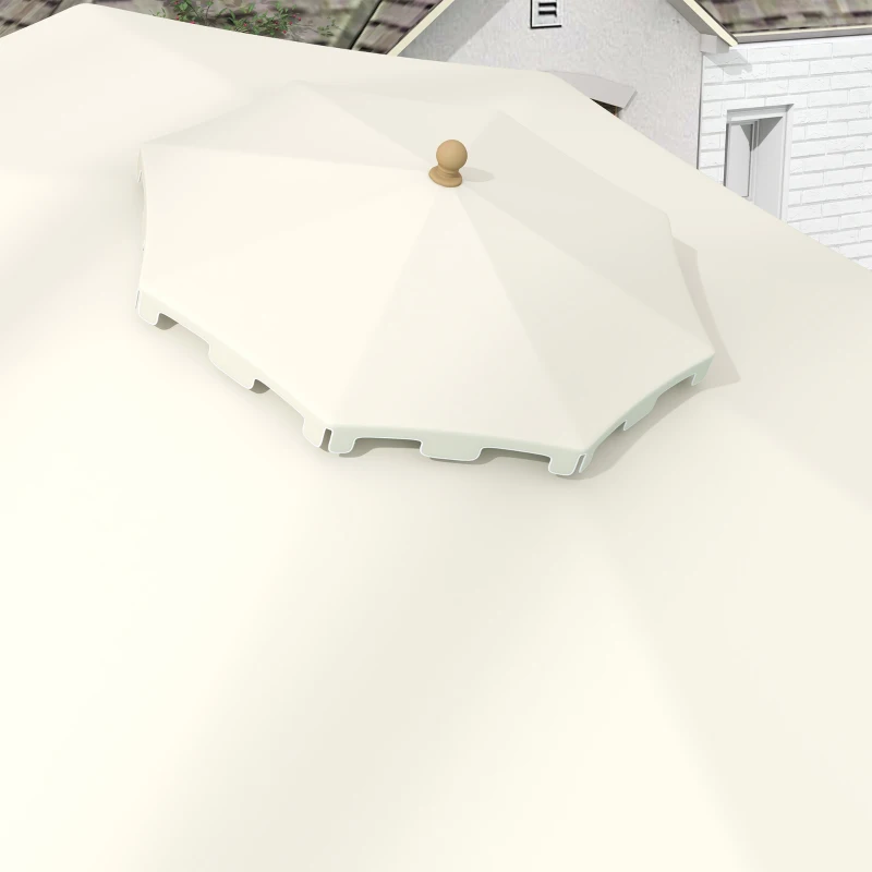 Outsunny 8.8' Patio Umbrella with Push Button Tilt and Crank, Cream White
